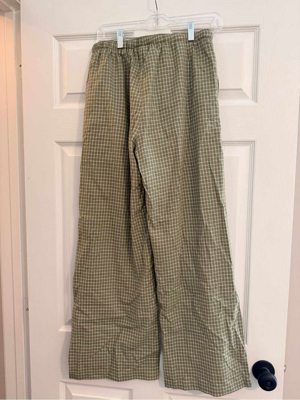 Pinkblush Olive Green Wide Leg Checked Pants - Picture 2 of 3